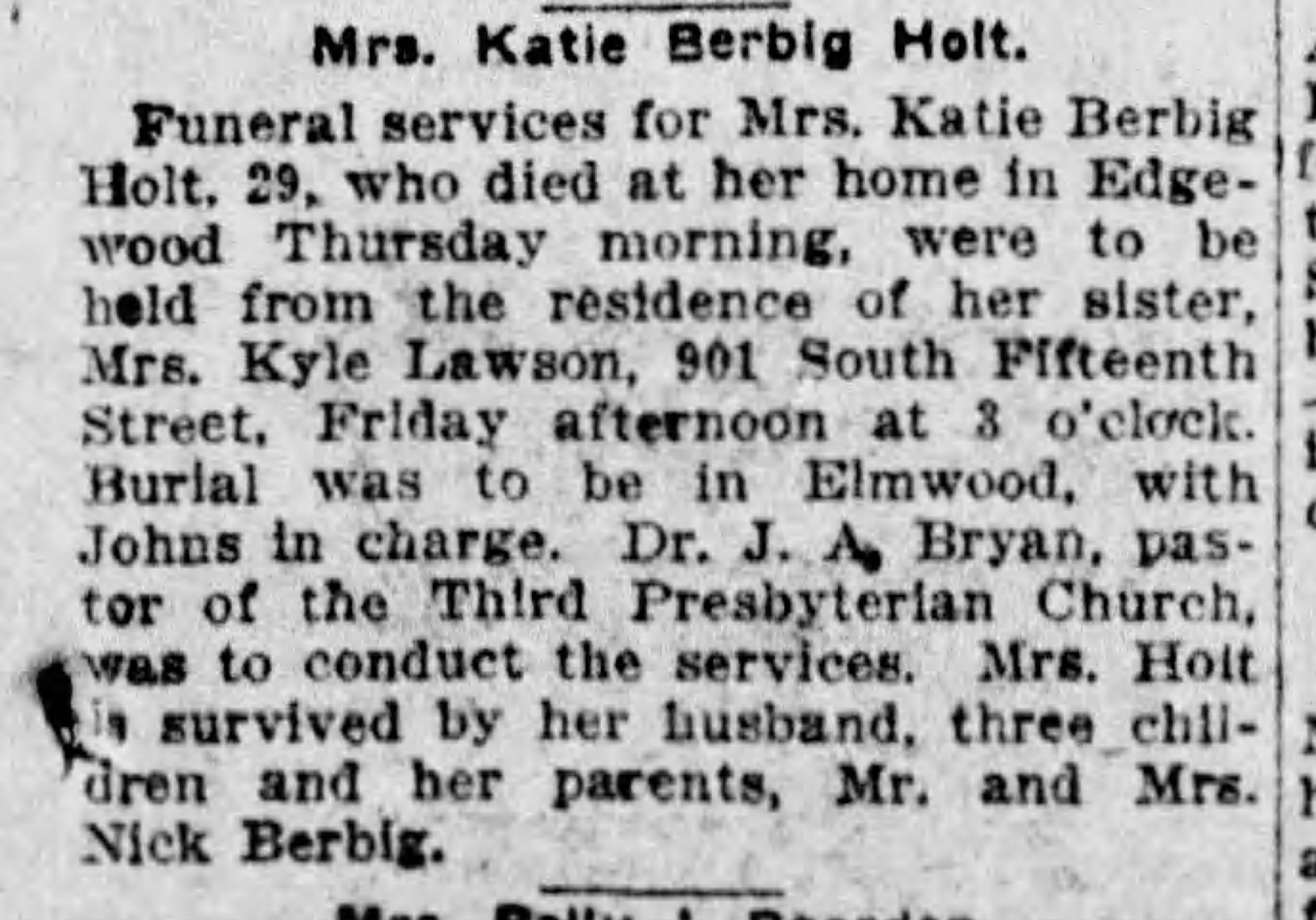 Mrs. Katie Berbig Holt